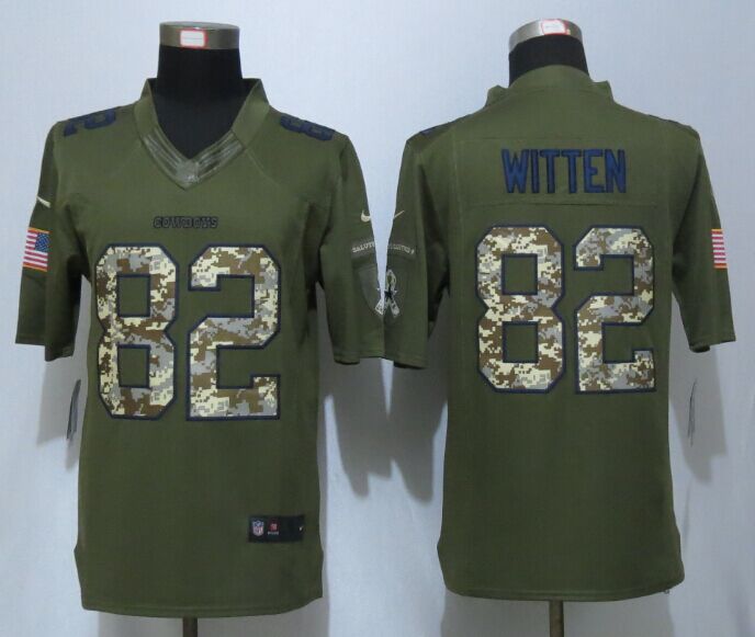 Dallas Cowboys 82 Witten Green New Nike Salute To Service Limited Jersey.
